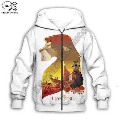 Simba толстовка с капюшоном и 3D-принтом «Король Лев» для маленьких детей, толстовки на молнии стильная толстовка с длинными рукавами и рисунком для мальчиков и девочек-26 - Цвет: Black