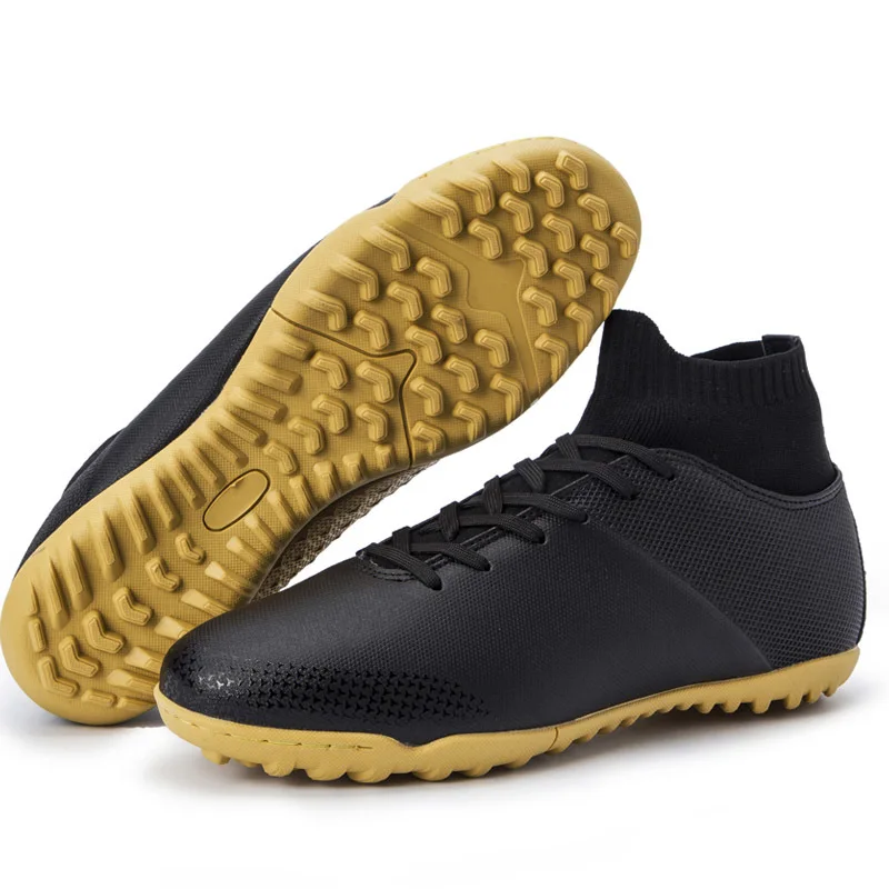 BOUSSAC для взрослых высокие с лодыжками мужские сверхтонкие Crampon газон Крытый Futzalki футбольные бутсы Мужская детская обувь - Цвет: Black