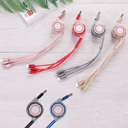 Red 3 in 1 Кабель usb type-c 3 в 1 м выдвижные Usb зарядные кабели для Xioami M9 M8 huawei Nova4 Glory samsung Redmi Note Iphonex Xs Max - Цвет: Red 3 in 1