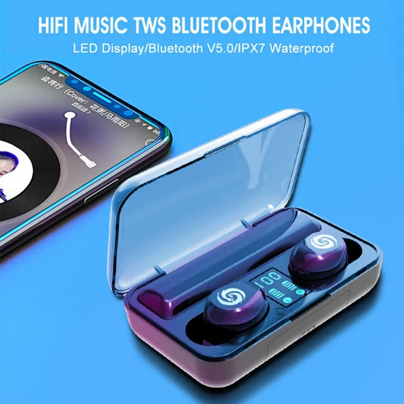Горячие спортивные наушники Bluetooth 5,0 гарнитура TWS беспроводные наушники мини наушники с цифровым дисплеем сенсорные стерео наушники