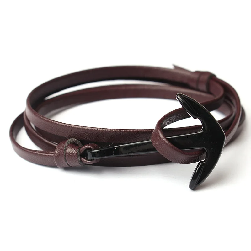 Leather кожаный браслет с якорем из нержавеющей стали Pulseira для мужчин и для женщин ювелирные изделия высокого качества браслеты Homme для мужчин