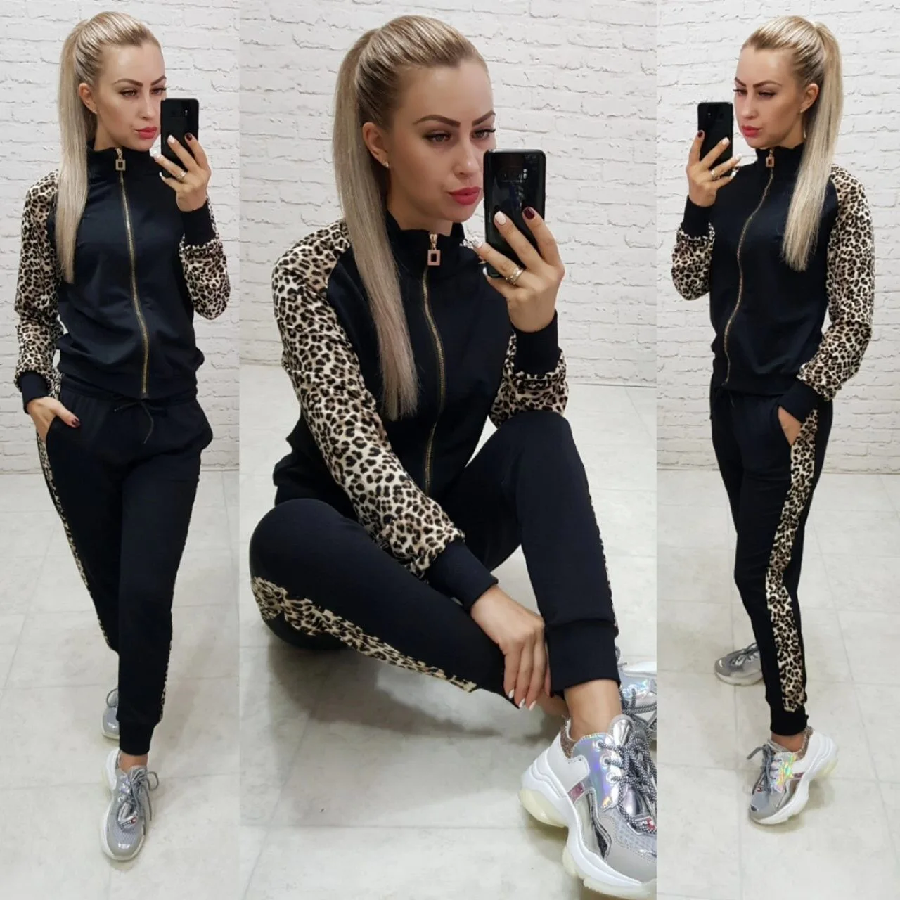 

2019 New Women's European And American Hot Sale Casual Knit Fleece Sports Suit Women's Jacket And Pants 2 Pc Women Set