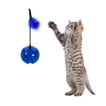 

Pet Cats Luminous Rolling Ball Toys With Feather Tumbler Electric Rolling Ball Toys for Cats Interactive Laser Magic Ball Toy
