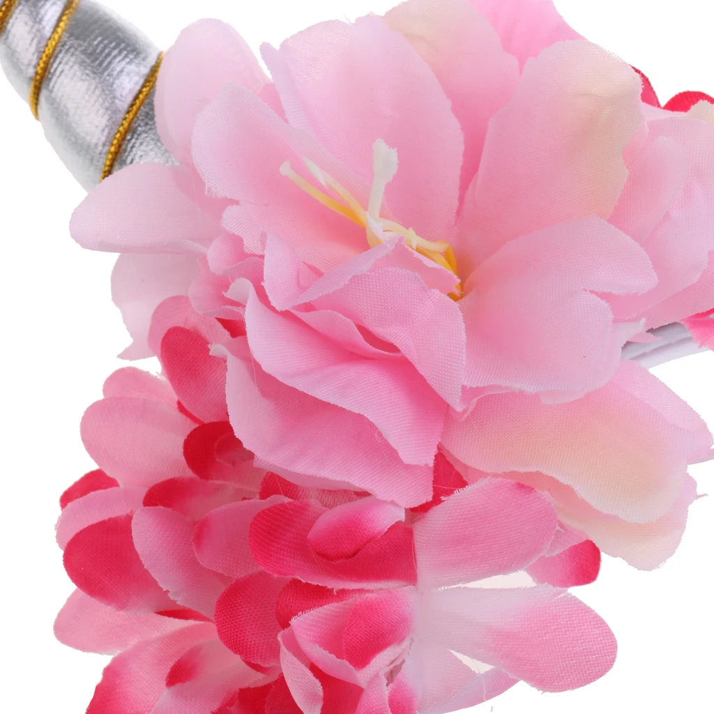 Festival Christmas Decorative Unicorn Horn Pink Rose Flower Pony Hair Hoop Party Kids Headband Dress up Cosplay Novelty Gift