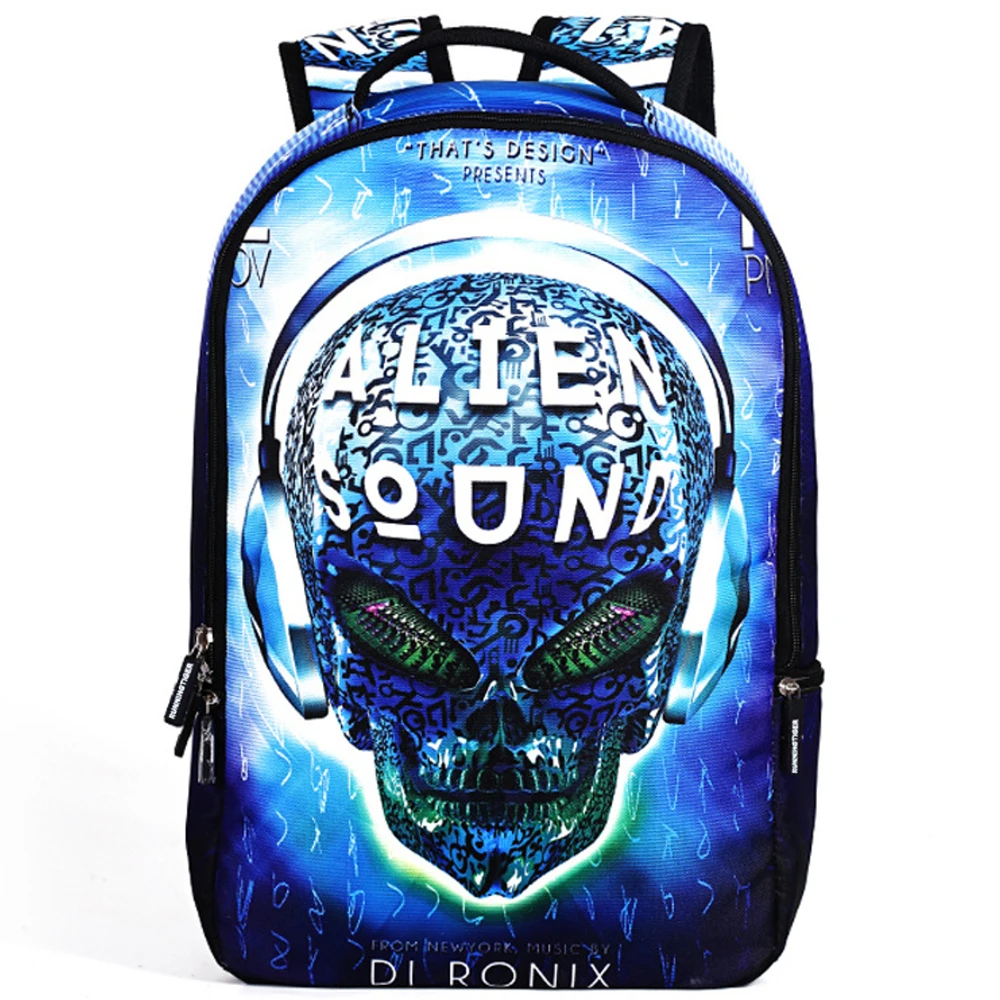 

Creative Design 3D Skull Head Printing Backpack Casual Alien Rucksacks Travel Teen Girls Daypacks High Capacity Laptop Backpack