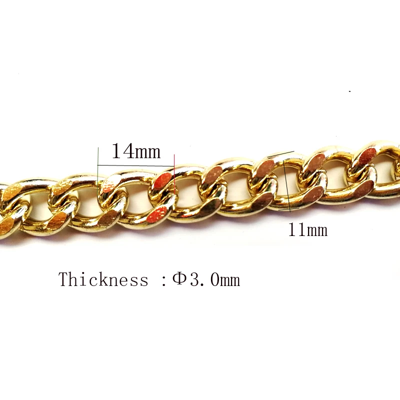 

14 x 11mm Gold Chunky Chain, Aluminum Twisted Curb Chain, Thread Dia. 4mm