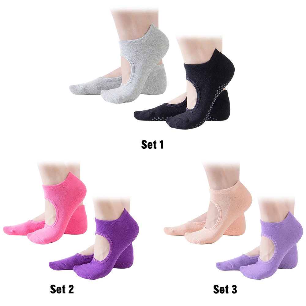 2 упаковки женские спортивные брюки для занятий йогой носки Йога носки женские короткие спортивные носки для йоги Пилатес Барре балет тренажерный зал танец с захватами