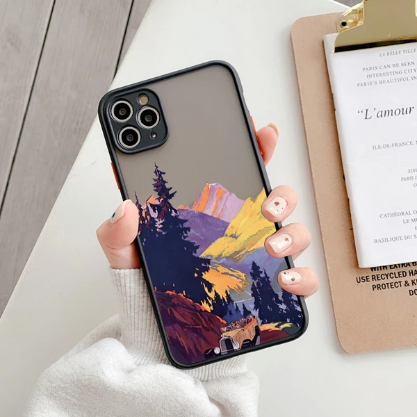 Reise Landschaft Handy hülle für iPhone x xr xs max 16 12 13 11 14 15 pro max mini 7 8 plus Berg Windmühle Gondel Rückseite – Detail 7