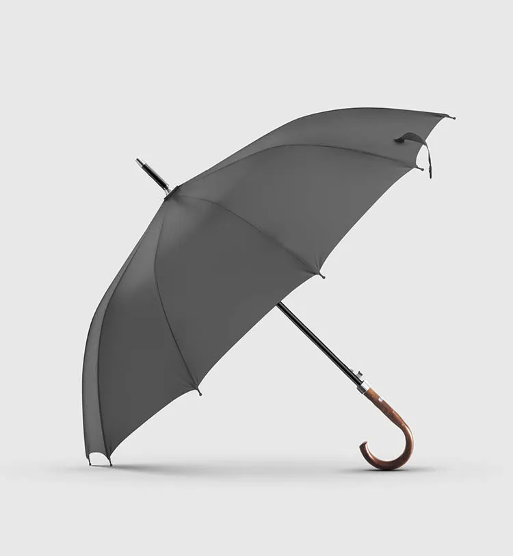Ретро деревянный изогнутый Зонт с 10 костями, усиленный прямой зонт с автоматической длинной ручкой, мужской деловой зонт