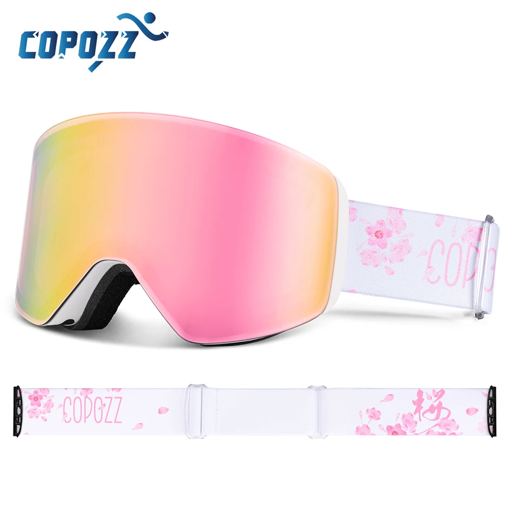 COPOZZ-Gafas de esquí profesionales para invierno lentes de esquí antiniebla de doble capa con cambio rápido magnético para hombre y mujer