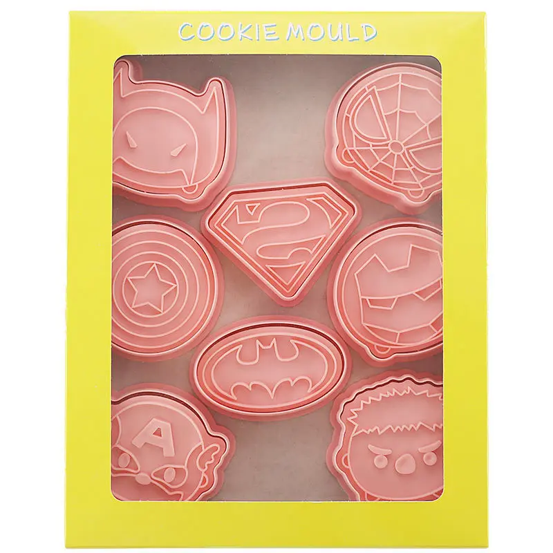 star wars toys 8 Pcs/Set DIY Marve Cookie Cutter Tools Iron Man Captain Biscuit Mould Cookie Cutter 3D Biscuits Mold ABS Plastic Baking Mould batman action figure Action & Toy Figures