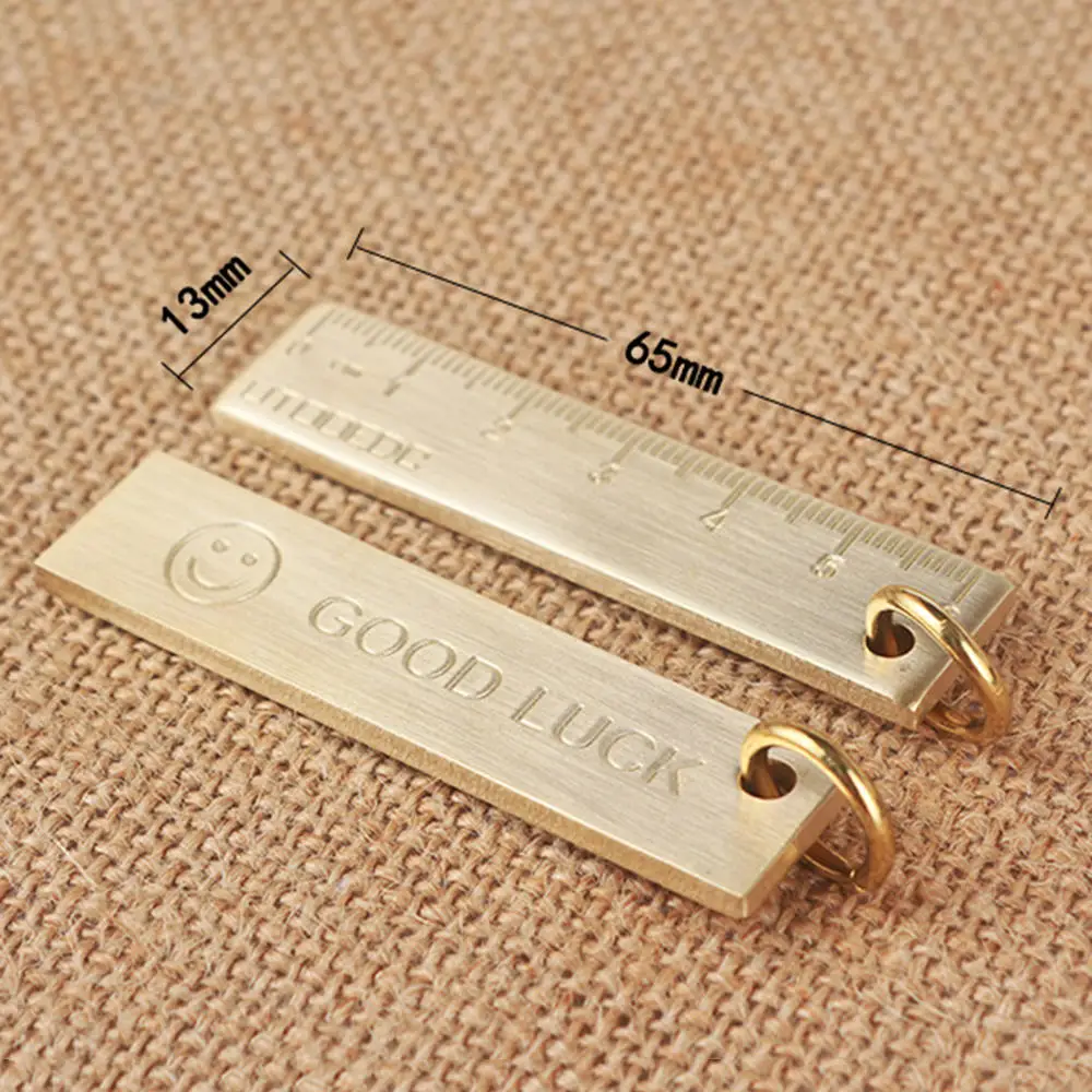 1Pcs 6cm Small Mini Copper Ruler Keychain 3mm Thickened Brass Metal Ruler Copper Key Pendant Number Plate Drafting Supplies drawing ruler straight ruler metal ruler