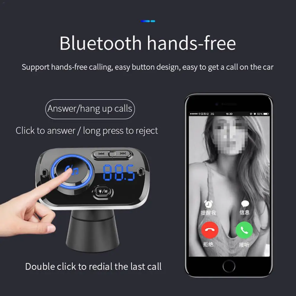 Bluetooth 5,0 автомобильный fm-передатчик аудио адаптер и приемник громкой связи беспроводной Bluetooth передатчик MP3 автомобильное зарядное устройство