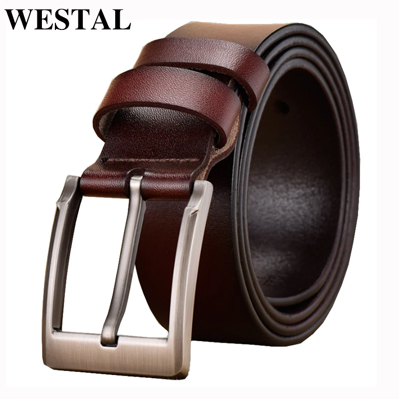 Мужской ремень из натуральной кожи WESTAL дизайнерский роскошный с пряжкой пояс для
