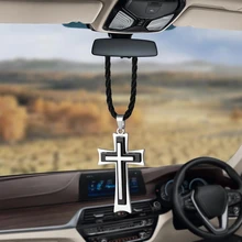 Подвеска для автомобиля, подвесные украшения, металлический ретро крест Иисуса, христианского религиозного автомобиля, зеркало заднего вида, украшение автомобиля, аксессуары