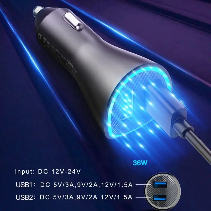 Металлическое универсальное автомобильное зарядное устройство Quick Charge 3,0 Dual QC 3,0 USB зарядное устройство адаптер питания для samsung huawei Xiaomi Мобильный телефон планшет
