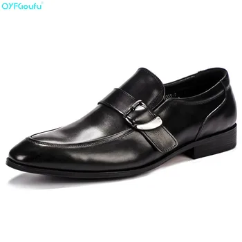 

QYFCIOUFU Fashion Designer Mens Leather Shoes Oxford Genuine Leather Shoe Formal High Quality Italian Hasp Business Dress Shoe