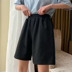 Harajuku cor sólida simples shorts feminino solto esporte verão casual correndo calções de motociclista coreano adorável meninas elasticidade curto ins