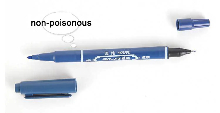 Funnydog High Quality Waterproof Permanent Dual Tip 0.5/1.0MM Nib Black Blue Red Art Marker Pen Student School Office Stationery