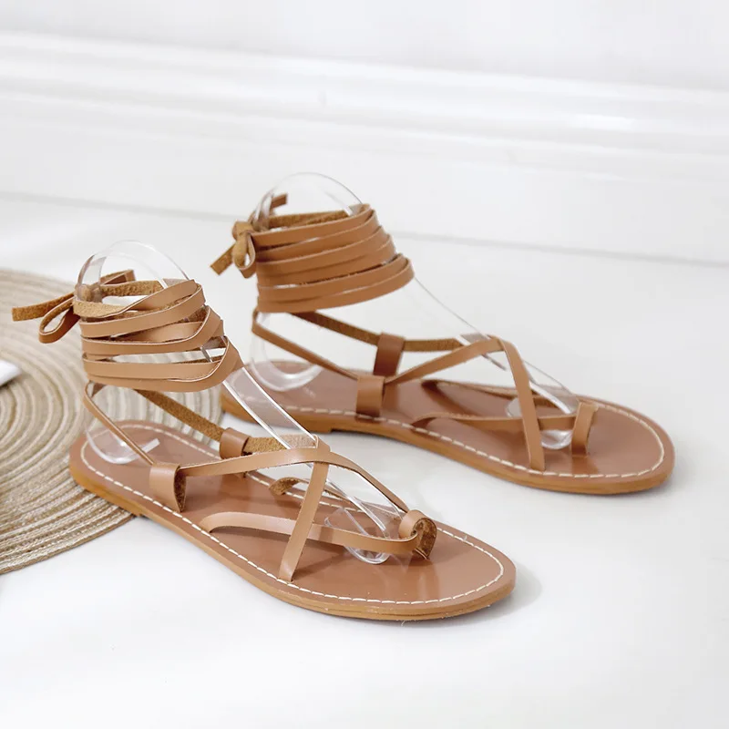 

2019 Spring And Summer New Style Rome Bandage Cloth Lace-up Sandals CHIC Bohemian INS Holiday Beach WOMEN'S Shoes 40 Yards