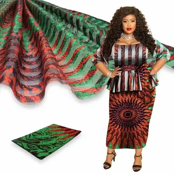 

4 yards Organza + 2 yards ribbon material silk ankara african wax print fabric silk wax fabric for women dress