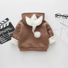 Теплый свитер с капюшоном из плотного флиса для новорожденных мальчиков и девочек; детский пуловер; Одежда для девочек; свитер; топы с длинными рукавами