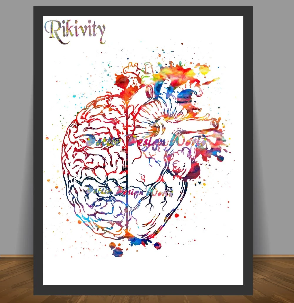 Rikievity人間の解剖学のポスター印刷キャンバス絵画医療心の脳のバランス壁アート写真家庭の装飾|絵画  書道| - AliExpress