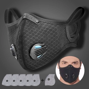 

PM2.5 Motorcycle Mask Respirator Replaceable Filter Anti-Pollution Dust Mask Cycling Sport Motorcycle Carbon Face Mask Reusable