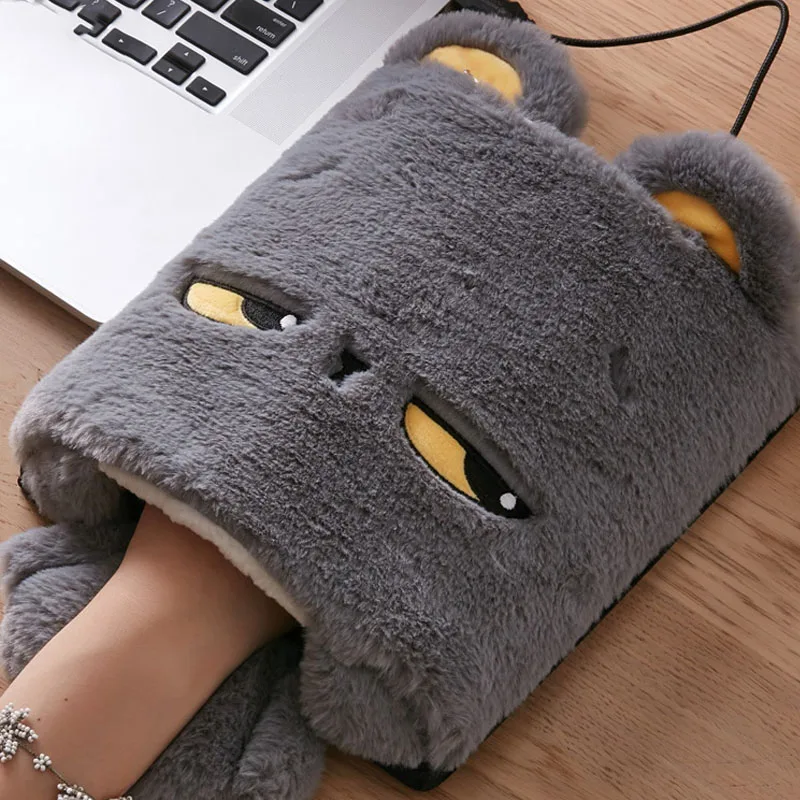 Grey USB нагревательный коврик милый мультяшный электрический грелка для рук коврик для мыши Зимний толстый тепловой коврик для мыши с подогревом с поддержкой запястья PC тепловой коврик - Цвет: Grey
