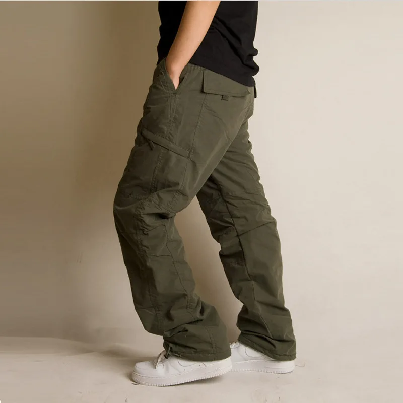 

Outdoor Transverse Zipper Cotton-padded Trousers Thick Warm plus Velvet Bib Overall Trousers Polar Fleece dong ku Casual Pants M
