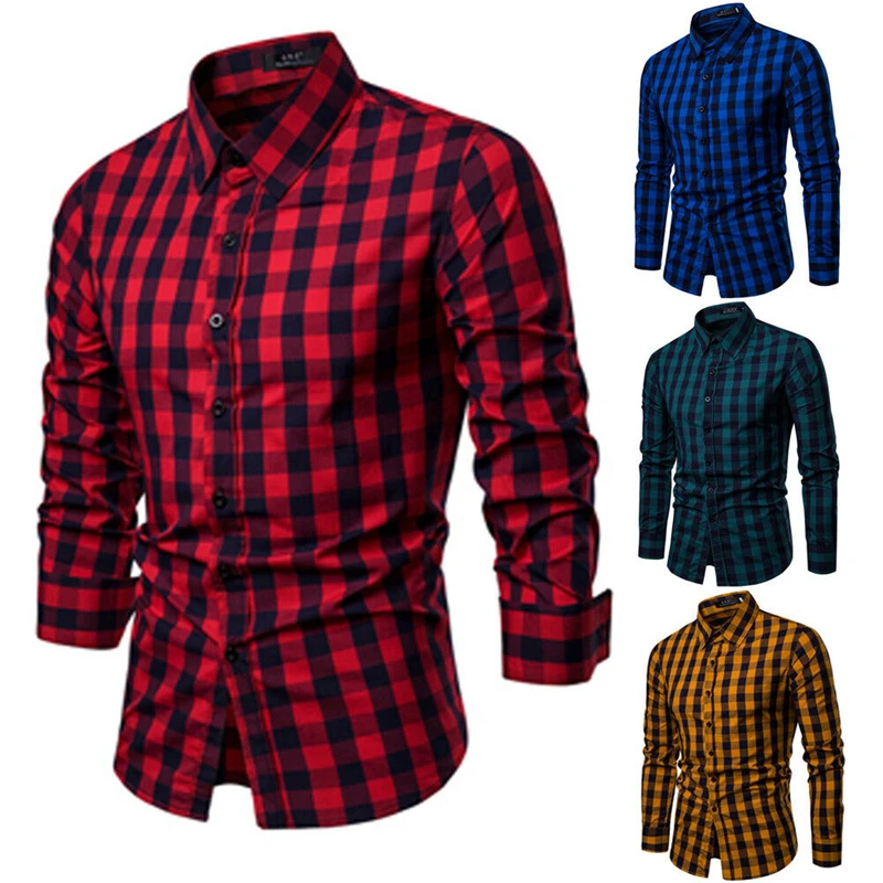Classic Casual Men's Button Down Slim Fit Long Sleeved Dress Business Shirts Tops Modern S-2XL Slim Plaid Blouse Musle Shape Classic Casual Men's Button Down Slim Fit Long Sleeved Dress Business Shirts Tops Modern S-2XL Slim Plaid Blouse Musle Shape