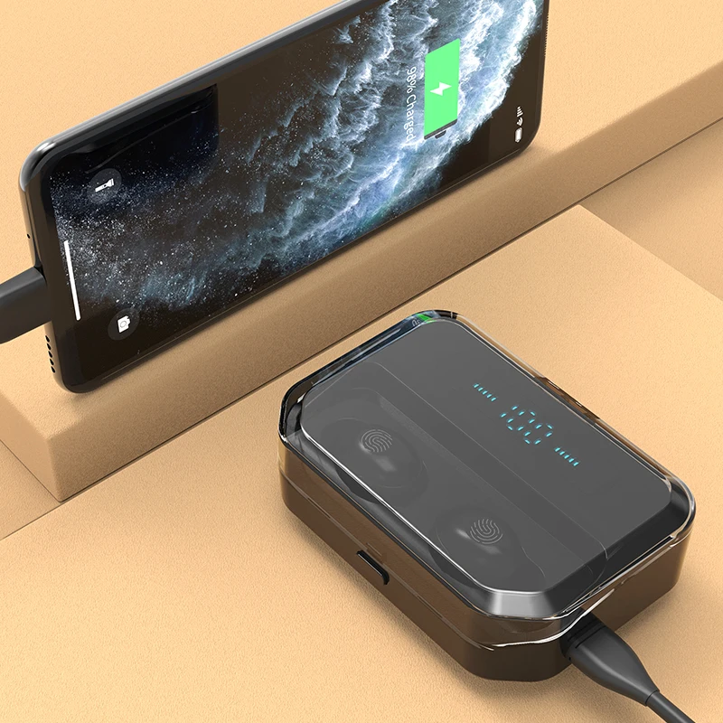 Bluetooth 5 0 Беспроводной наушники с 4200 мАч зарядный чехол IPX7 Водонепроницаемый
