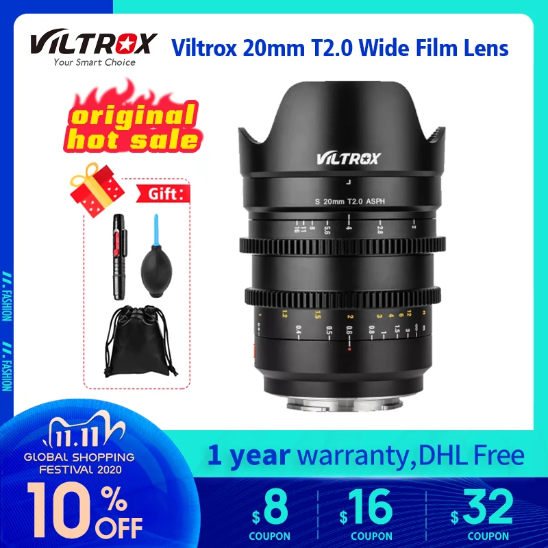 Viltrox 20 мм T2.0 широкоугольный пленочный объектив с полной рамкой Prime Cinema atic MF для Sony E