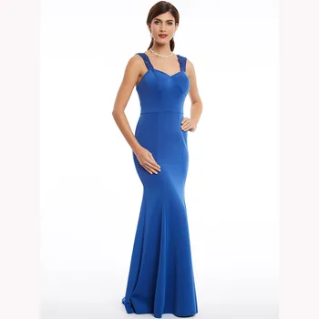 

Dressv dark royal blue long evening dress cheap straps mermaid sleeveless wedding party formal dress evening dresses