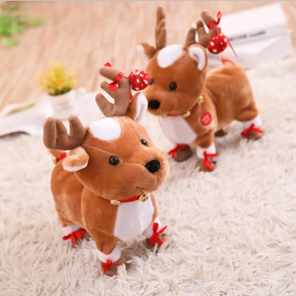 Рождественские Олени Плюшевые игрушки электрическая ходьба милые плюшевые олени игрушки с поющими оленями игрушки для детей Рождественский подарок