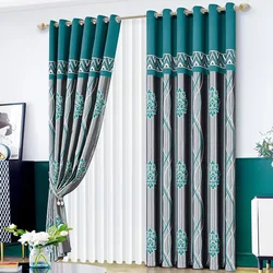 European Style Cashmere Jacquard Cationic Shading Curtains for Living Dining Room Bedroom
