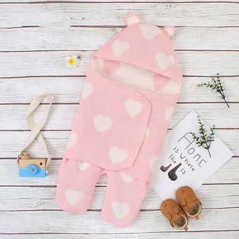 

LZH 2020 Autumn New Baby Knitted Split-leg Sleeping Bag Newborn Love Button Sleeping Bag Children's Blanket-wrapped Sleeping Bag