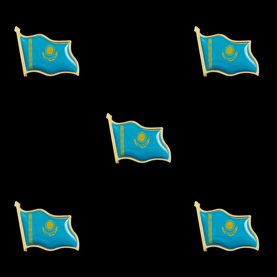 5 шт./лот Казахский перекрестный флаг Защитная булавка для лацкана Металлический