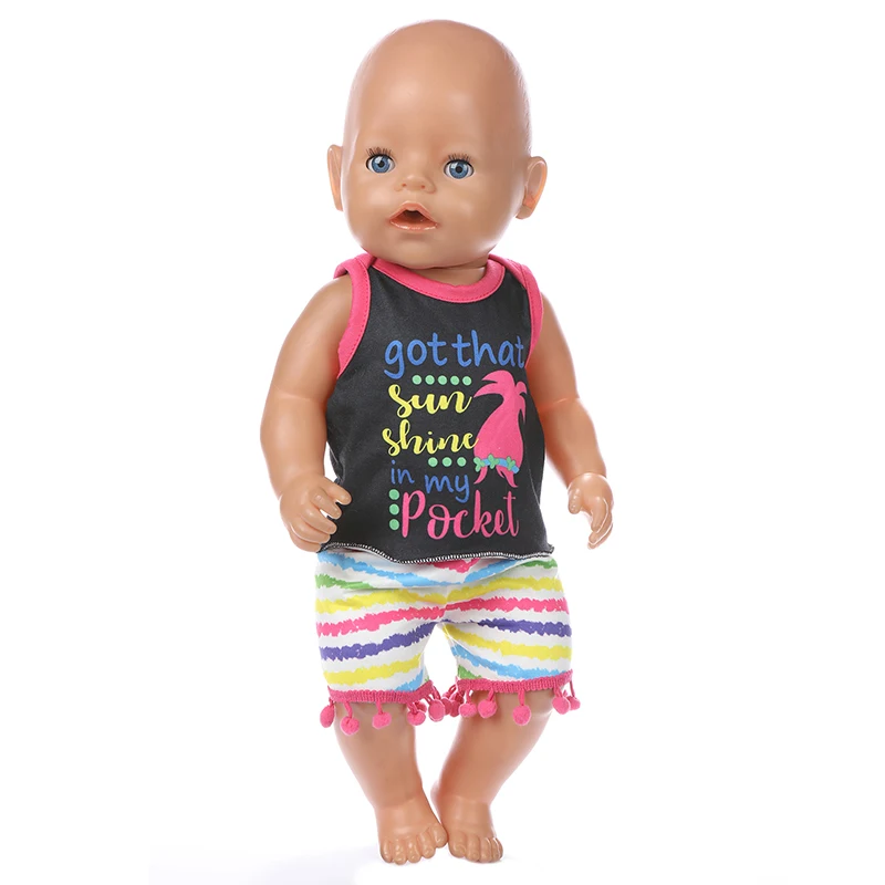 Born Baby Fit 18 дюймов 43 см кукольная одежда аксессуары комплект из рубашки и шорт для Школьного сезона для ребенка подарок на день рождения - Цвет: q-107