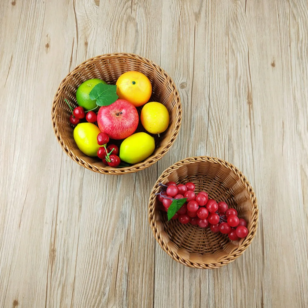 Многофункциональная Корзина для фруктовые закуски, подарочная корзина, круглая кухонная плетеная ручная работа, органайзер для овощей, винтажный домашний декор, для Хранения Хлеба