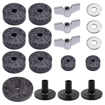 

18pcs Drum Washer Anti Friction Replacement Universal Butterfly Nuts Protective Durable Wearproof Cymbal Sleeves Felt Pad Kit