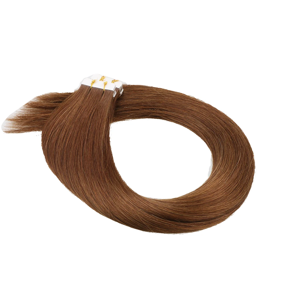 Toysww Tape In Human Hair Extensions Straight 4# Brown Tape In Extensions 40pcs Remy Tape In Hair Extensions Salon Style (5)