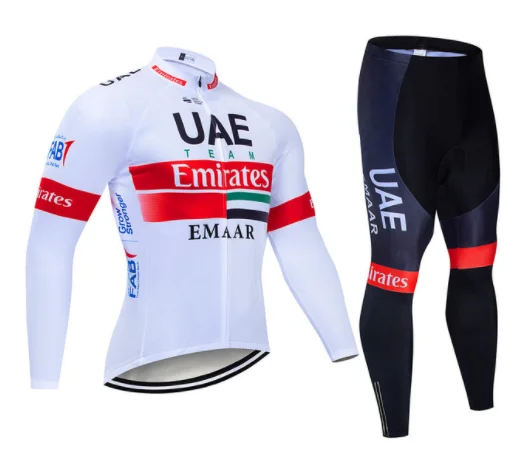 

2020 UAE Men Long Sleeve Fleece keep warm Cycling Clothing Set Bicycle Wear MTB Bike Cycling Jersey Ropa Maillot Ciclismo