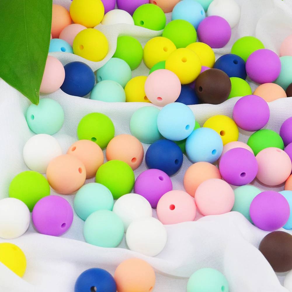 

50pcs 9mm Colorful Round Beads Baby Teether Teething Chain Pacifier Chain Silicone Round Beads For Baby Silicone Teether Chain