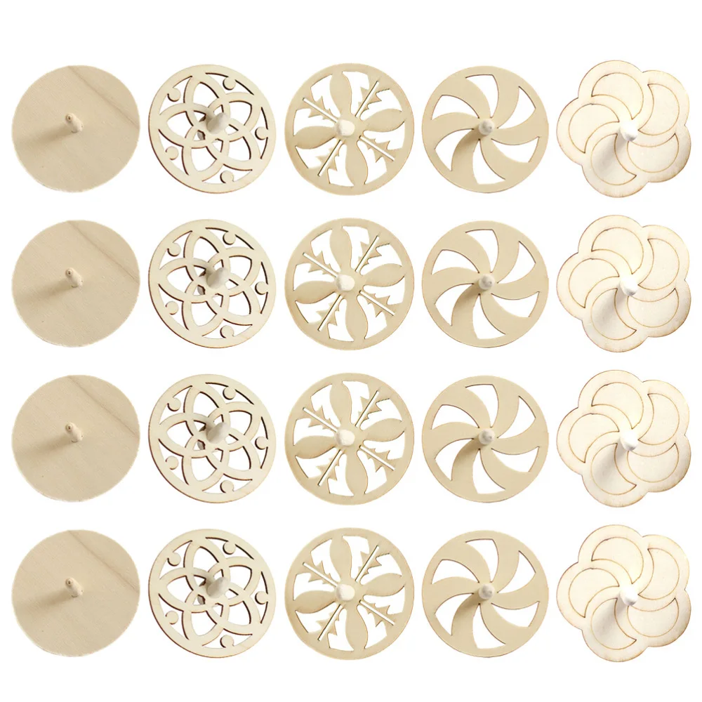 20pcs Unfinished Wooden Spinning Tops Classic Gyroscope Balance Toy for Kids Adults DIY Craft Painting Toy Gift
