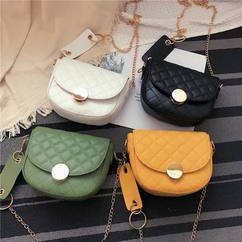

WOMEN'S Bag New Style Fashion Korean-style Saddle Bag Textured Simple Crossbody Bag Rhombus Chain