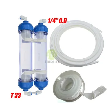 

WATER FILTER 2PCS T33 cartridge housing DIY T33 Shell Filter Bottle 4pcs fittings Water Purifier for reverse osmosis system