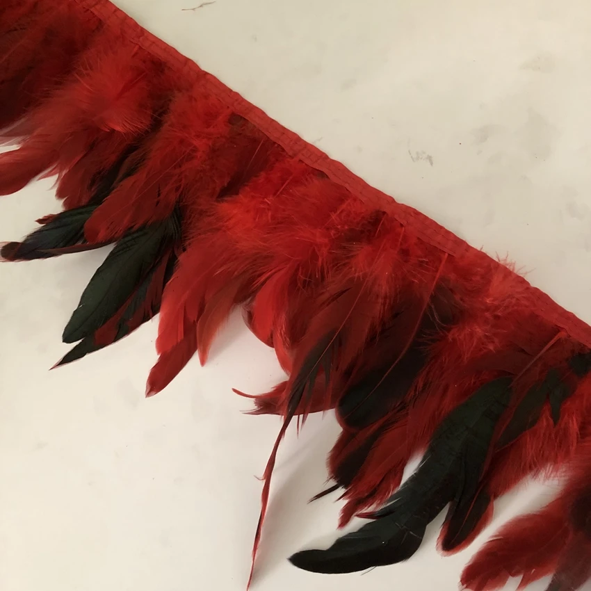 Asia Ra 18 Colors 4-8 inch Height Rooster Coque Feather Fringe Trim for Skirt Dress Costume Roster 10 Meters Red | Дом и сад