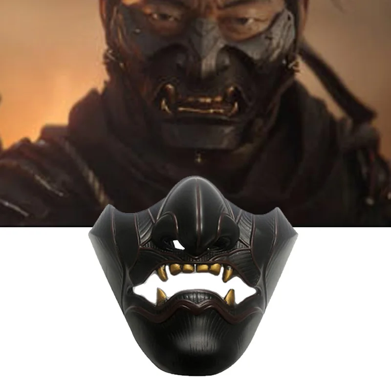 

Shimura Resin Mask Black Ghost of Tsushima Game Cosplay Hallowe Mask Fancy Party Horror Props
