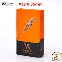 EZ V-Выберите картридж иглы татуировки# 12 0,35 мм круглая кисть для теней одноразовые картридж Иглы для татуировки ручка захвата 20 шт./кор